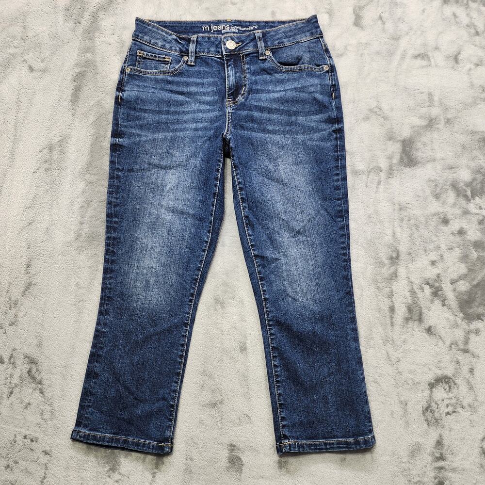 Maurices M Jeans Womens 6 Blue Mid Rise Straight Crop Capri Stretch Denim Casual